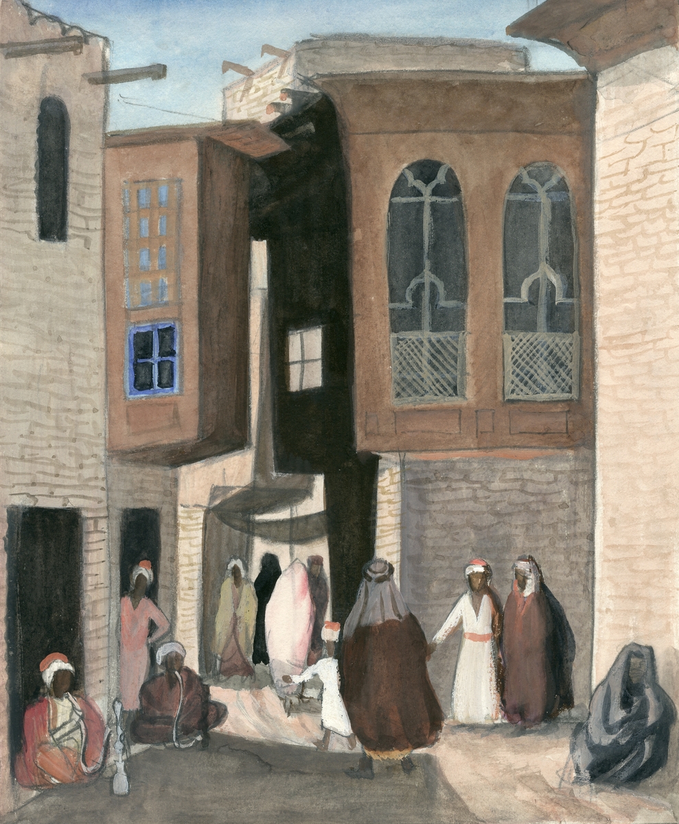 Bagdad, gatubild [Akvarellmålning]