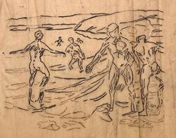 Badende menn, etter Munch [Tegning]