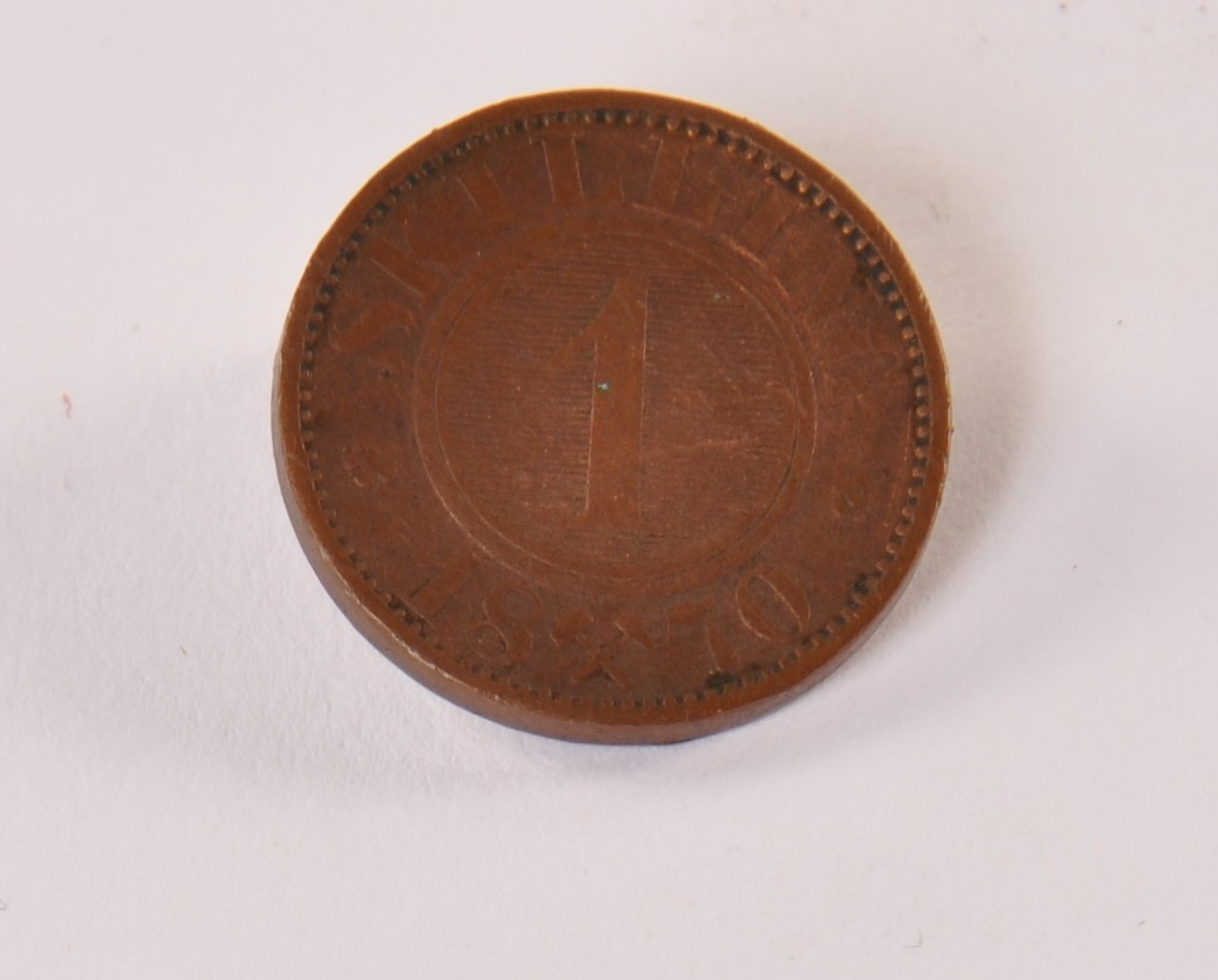 Mynt av kobber. 1 skilling 1870, norsk riksvåpen, CL XV