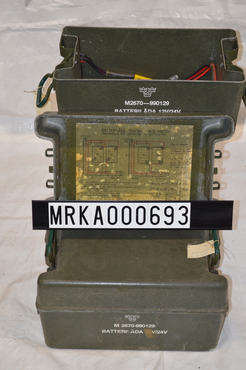 Batterilådan användes för strömförsörjning av belysning på pjäsen och ballistikräknare.