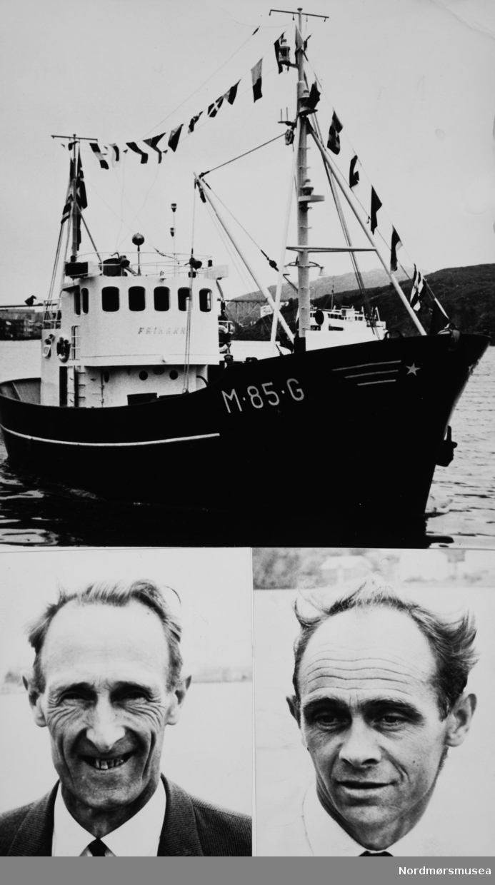 Fartøyet Frimann. M-85-G. Byggnr. 70 Vaagland Båtbyggeri 1965. Bildet er fra avisa Tidens Krav sitt arkiv i tidsrommet 1970-1994. Nå i Nordmøre museums fotosamling.