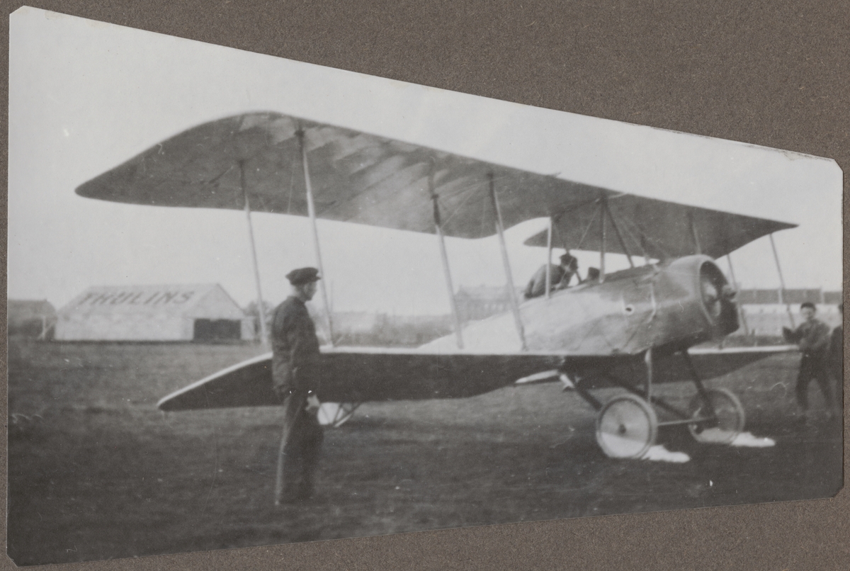 Motorkörning av flygplan Thulin LA på Thulins flygskola, 1919.