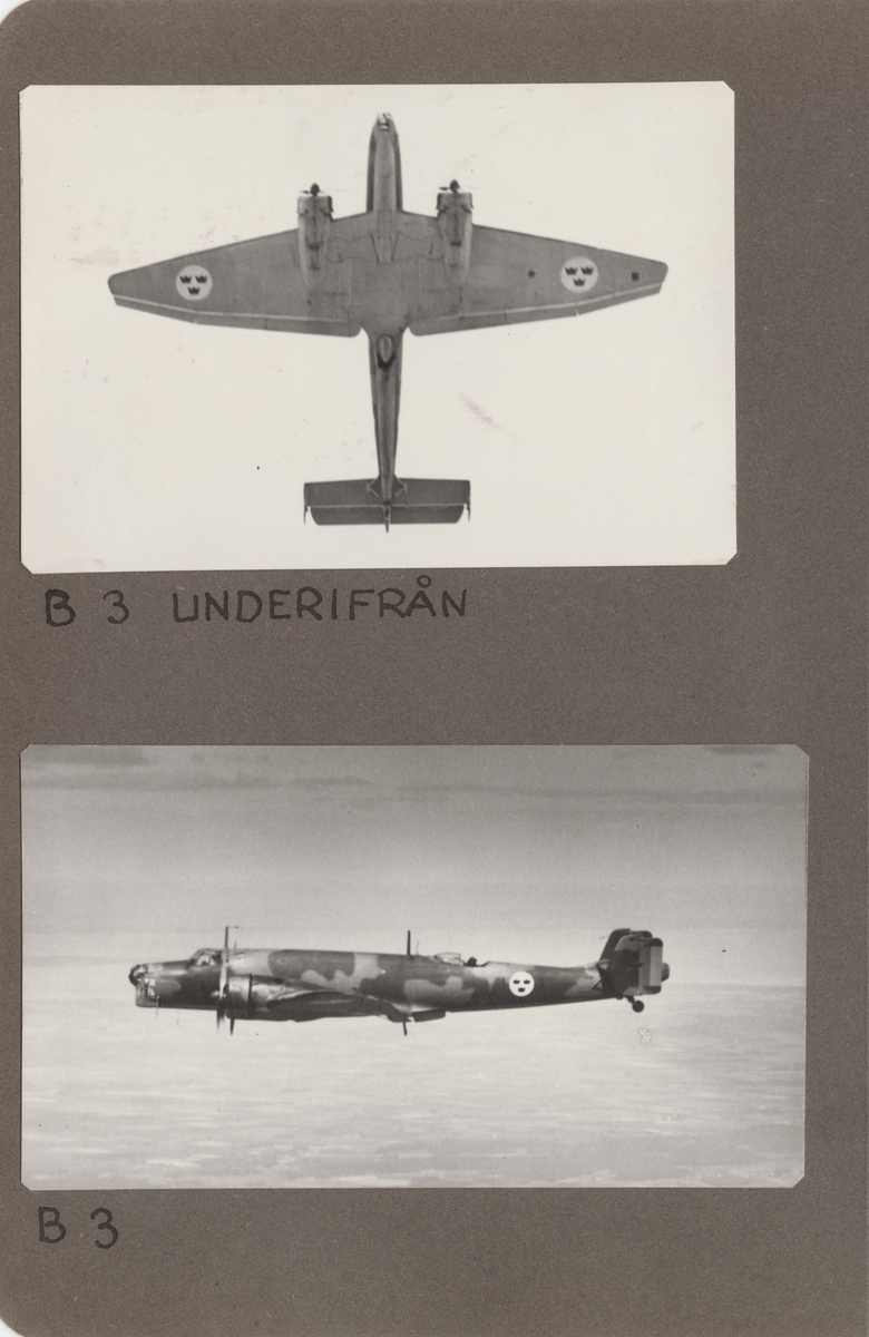 Flygplan B 3, Junkers Ju 86K i luften. Flygbild, underifrån.

Text vid foto: "B 3 underifrån."