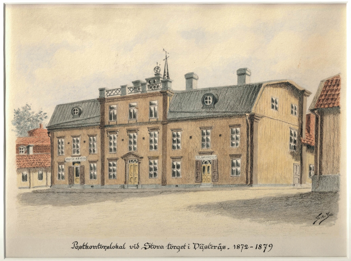 Stora torget i Västerås. Postkontoret 1872-1879.