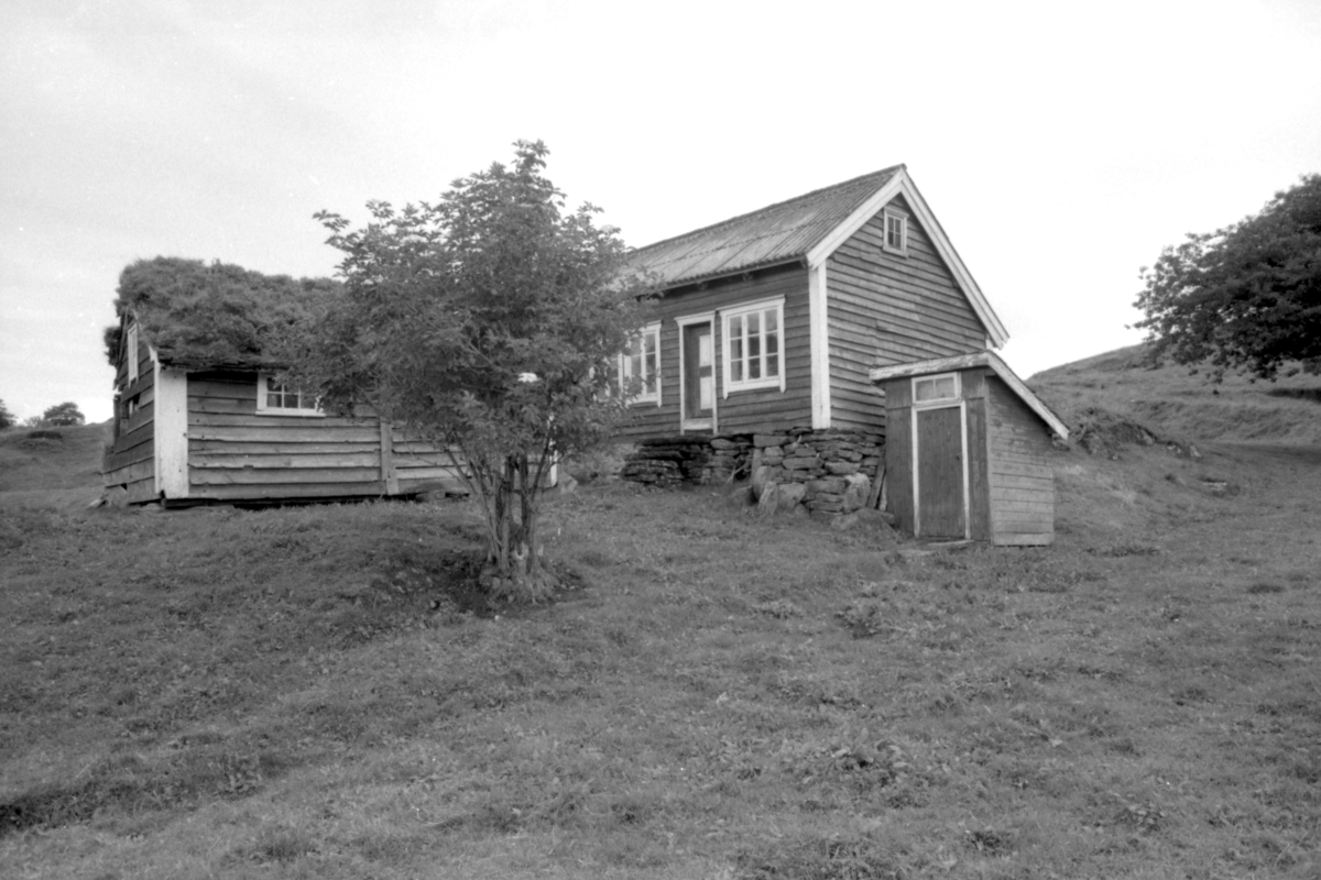 Dokumentasjonsfotografi i serie av et kårhus, stabbur og utedo på gården Reite i Herøy.