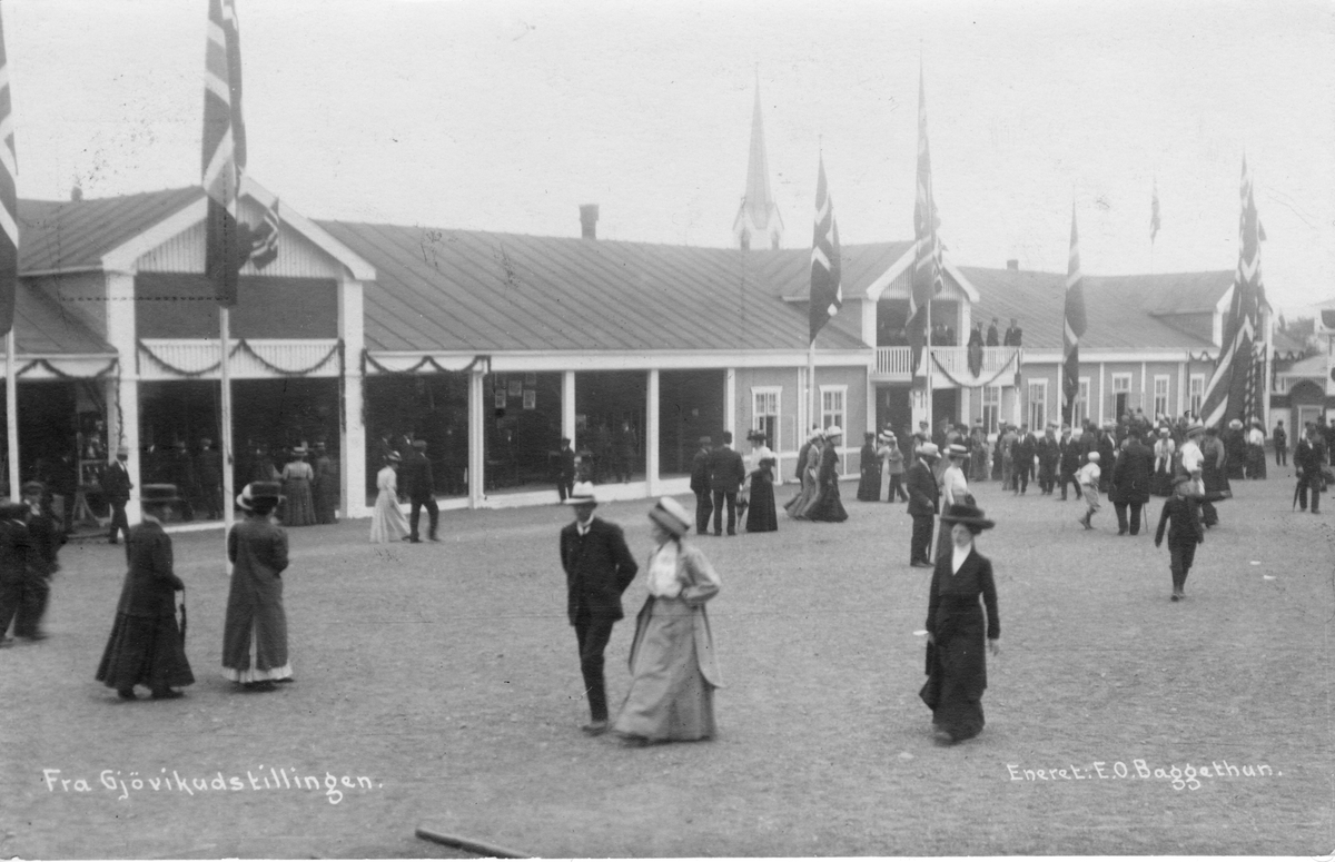 Postkort. Landbruksutstillingen 1910 på Gjøvik.