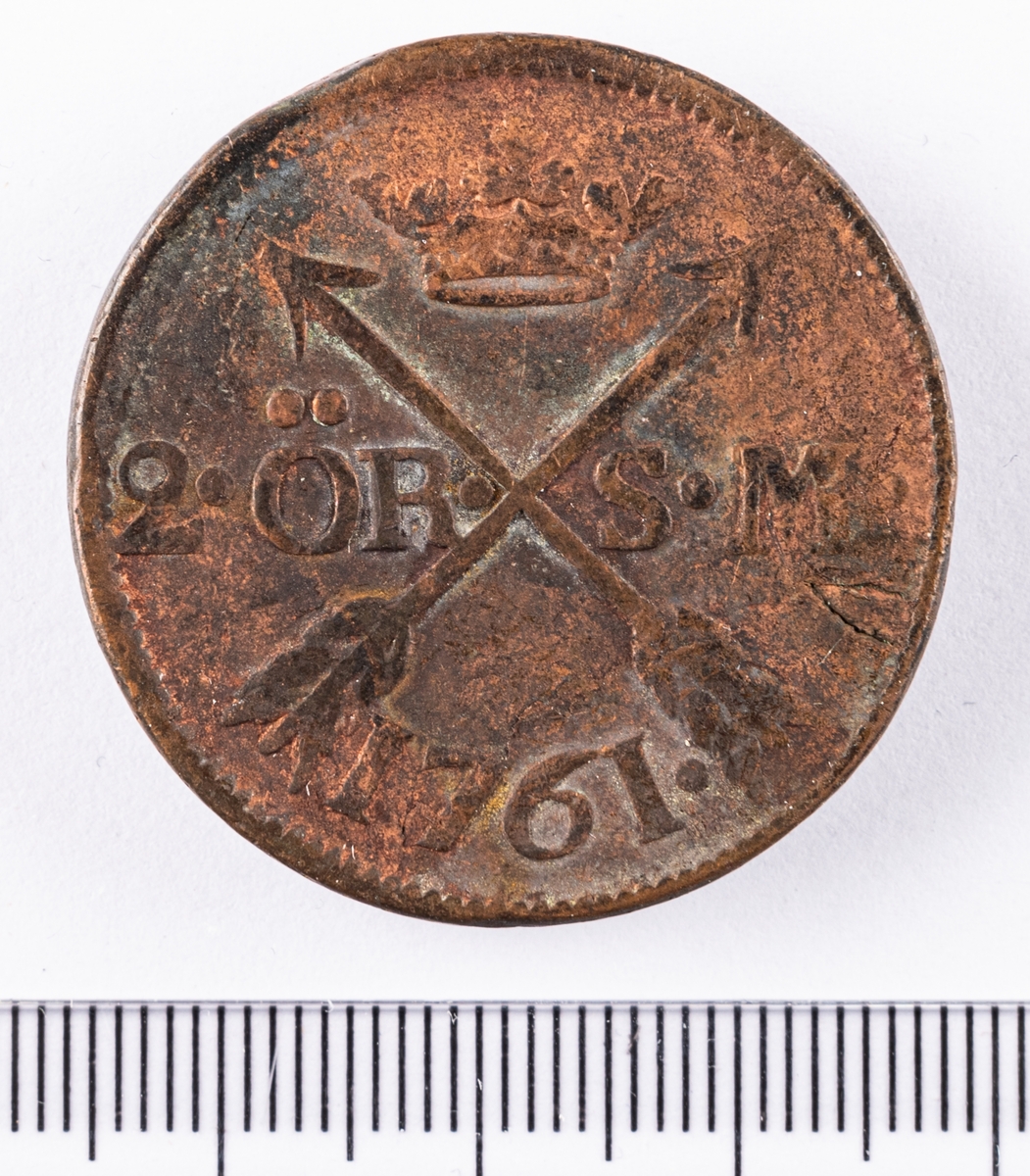 Mynt, Sverige, 2 öre, 1761., 2 öre, 1761.