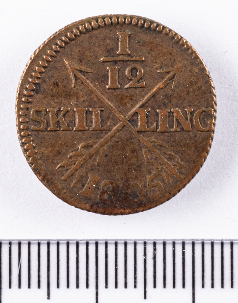 Mynt, Sverige, 1/12 skilling, 1805. 1/12 skilling, 1808.