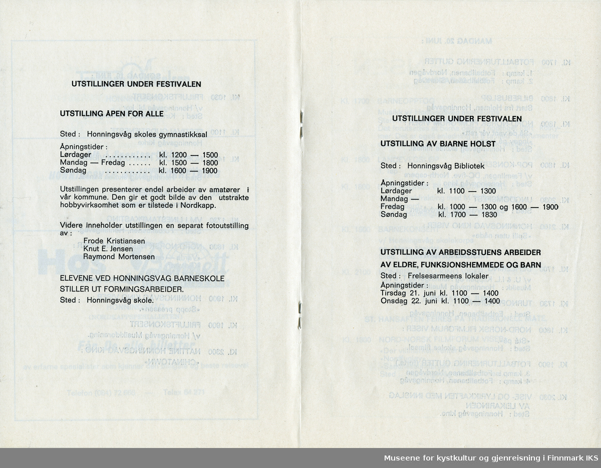 Program for Nordkappfestivalen 1977, 18.-25.juni.
