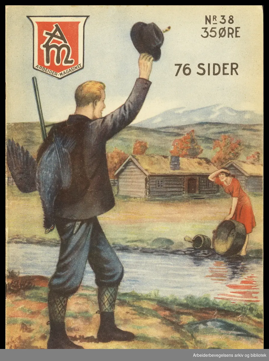 Arbeidermagasinet - Magasinet for alle. Forside. Nr. 38. 1933. Illustrasjon: Anders Bjørgaard.