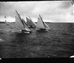 Landsregatta i Kragerø.
Oppseiling av fem seilbåter.
