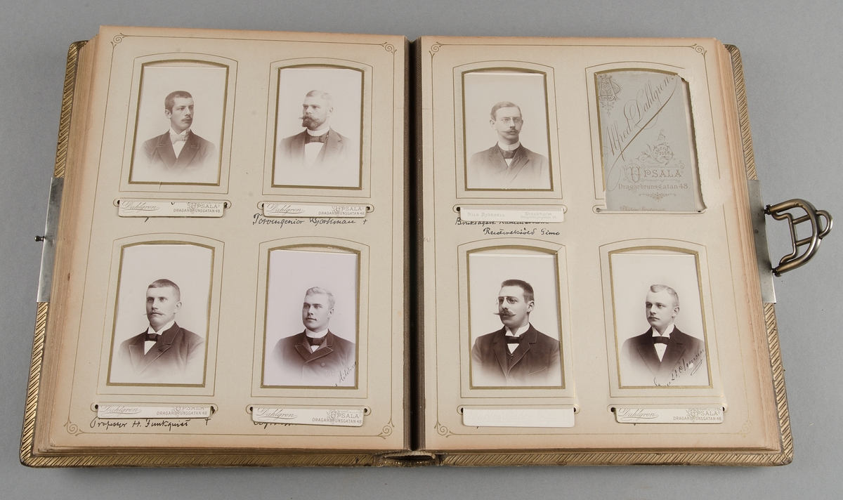 Visitkortsfotografier av män, många agronomer, datering 1880-1910-tal.