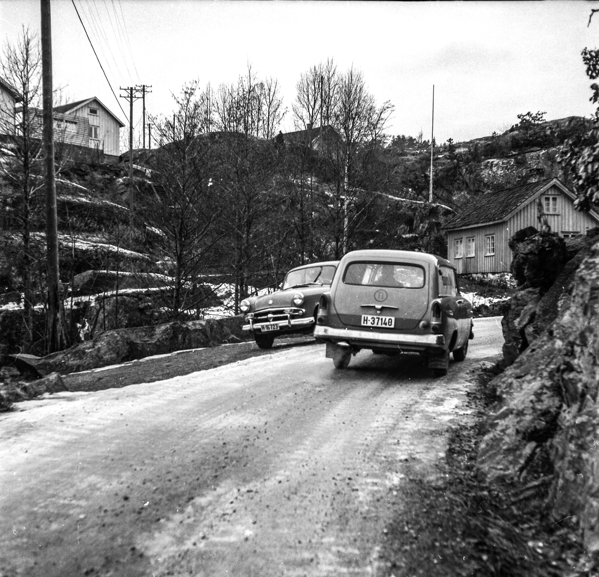 Smale bilveier i Kragerø. 1960-tallet.