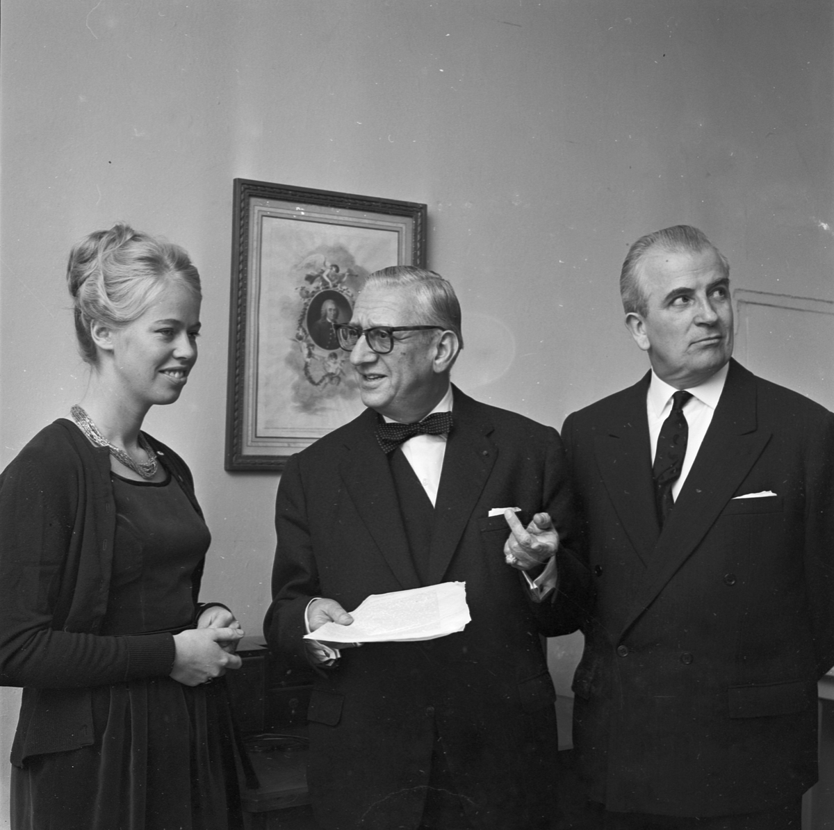 Maison de France, musikaliska gäster, tonsättaren Harry Sauguet och operasångaren Paul Derenne, Uppsala 1962