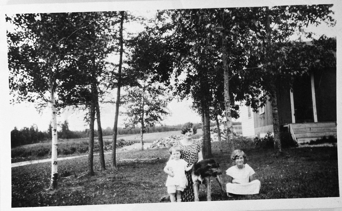 Mor og barn. Marie Hermanrud (f.1894) fra Totenvika sammen med sine to eldste barn på deres farm i Minnesota. Hennes mann Washburn "tok" farm da han kom hjem etter første verdenskrig. Marie reiste til USA i 1912 sasmmen med søstera Karen, antatt på Allan-linjens båt Korsika.