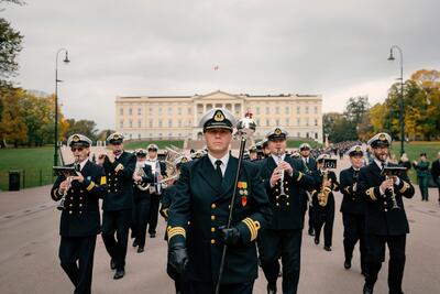 Marinemusikken foran slottet. Foto/Photo