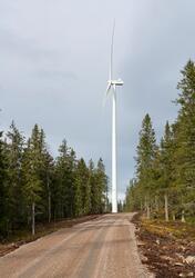 Vei mot vindturbin på Kjølbergstoppen i Kjølberget vindkraft