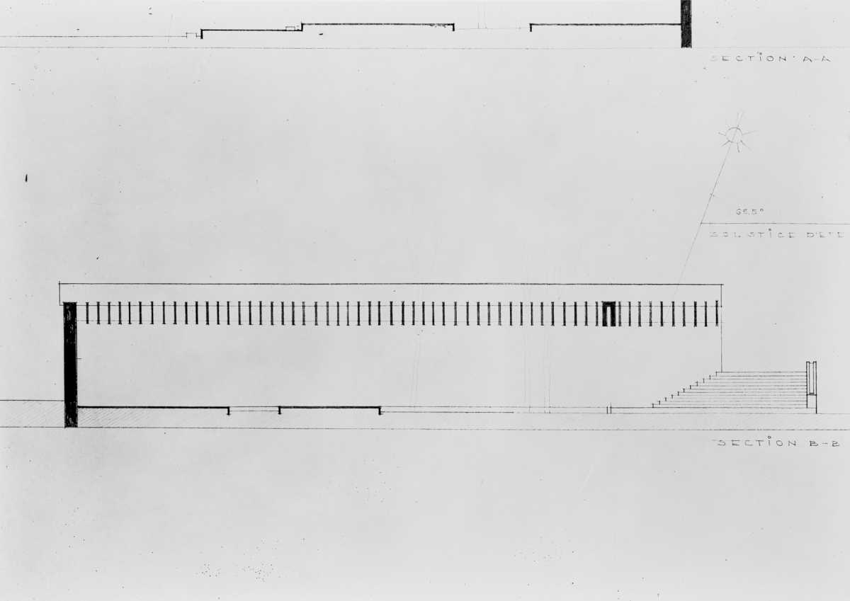 Avfotograferte arkitekttegninger av Venzia-paviljongen, tegnet av Sverre fehn.