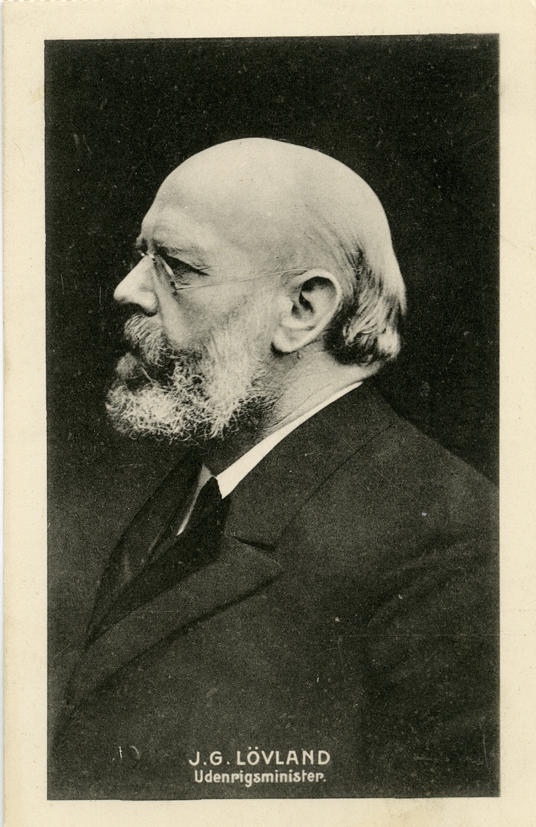 Postkort: "Udenrigsminister J.G. Løvland"