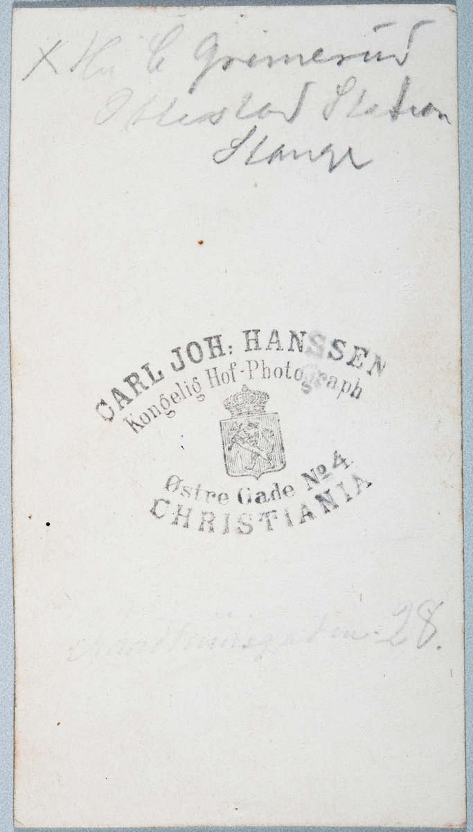 Portrett, carte visit, Gårdbruker Christen Grimerud (1822-1910) fra Stange.