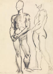 Mannsakt forfra og fra siden [Tegning]