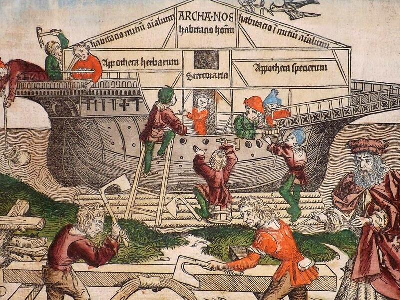 bilde av Noas ark, viser bruk av teljeøks i sen middelalder.