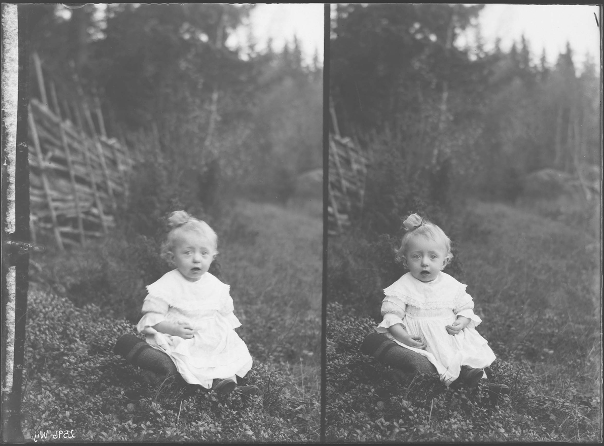 Fotografering beställd av Ivan Lundström. Föreställer sannolikt dottern Margit Birgitta (1923-2000). Här bosatt på Svedjorna under Hälljö i Fläckebo.