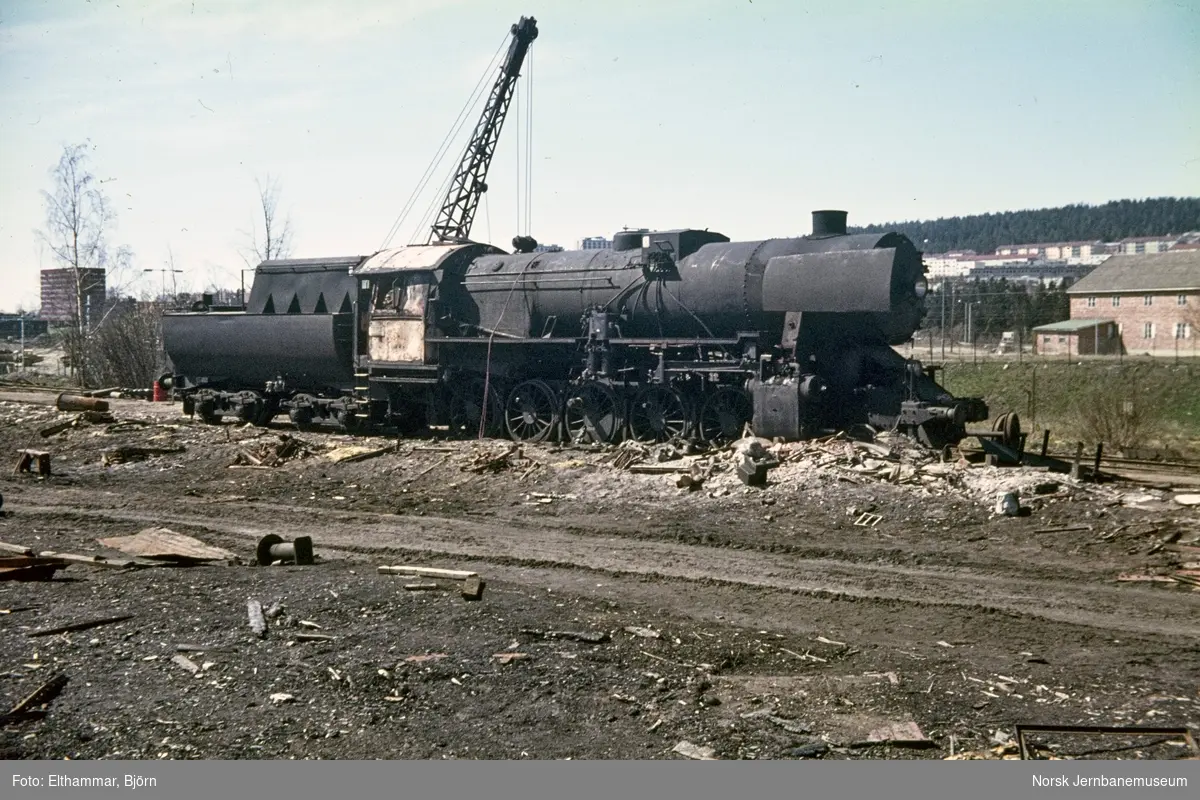 Damplokomotiv type 63a nr. 660 under hugging på Verkstedet Grorud