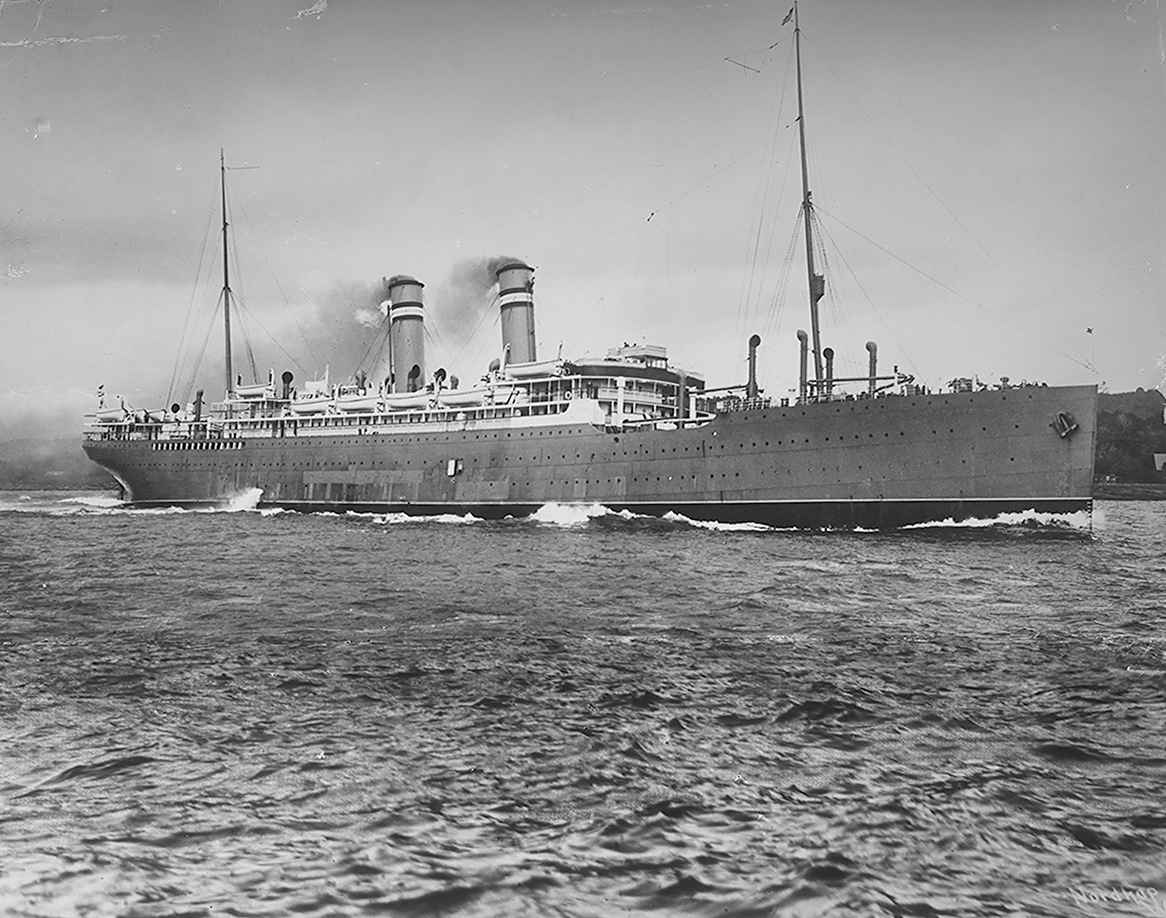 Dampskipet Bergensfjord, Den Norske Amerikalinje. Fotografert 1923.