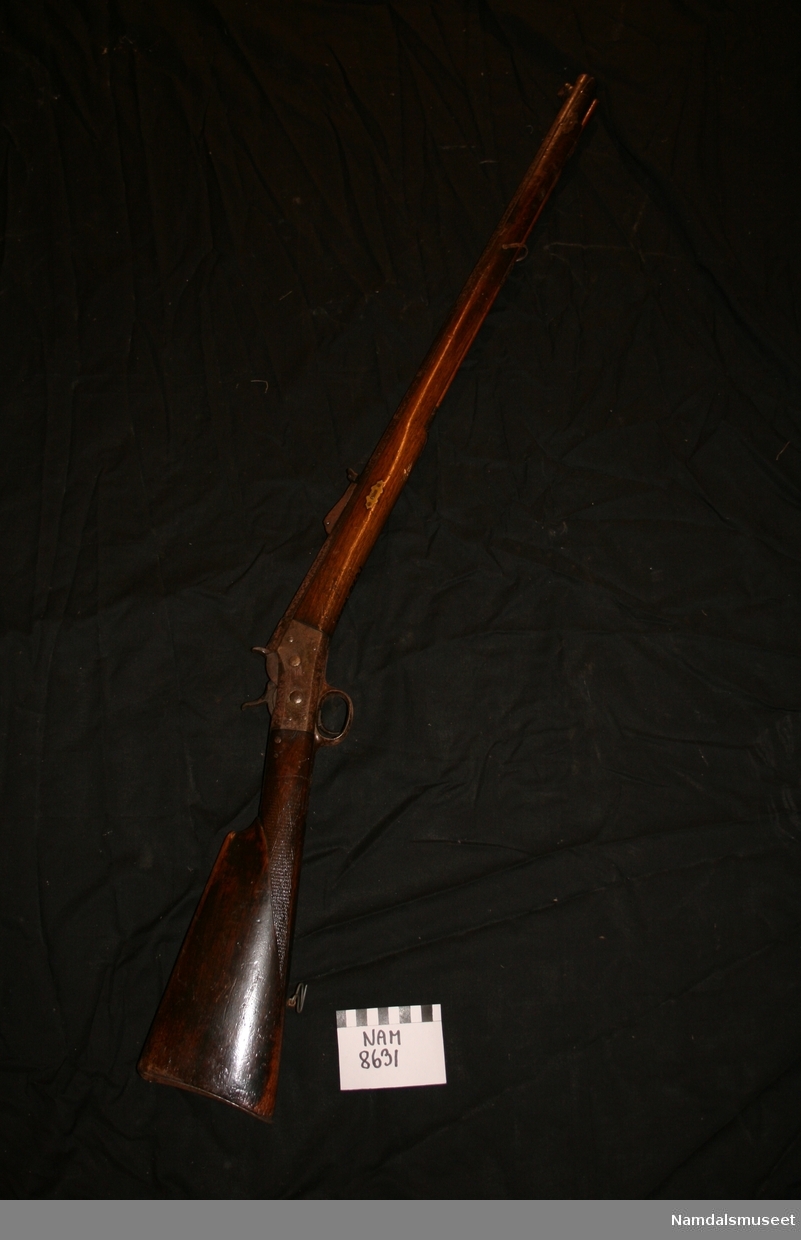 Remington M1867 ver den første riflen med faste patroner. Den ble godkjent til bruk i den norske forsvaret og levert dit fra 1867 til 1883. Dette geværet er nok modifisert privat da lengden ikke er lik den opprinnelige på 135,5 cm.