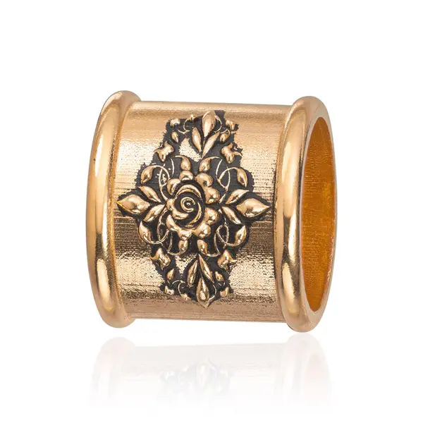 Golden ring for the men's scarf, decorated with a rose.