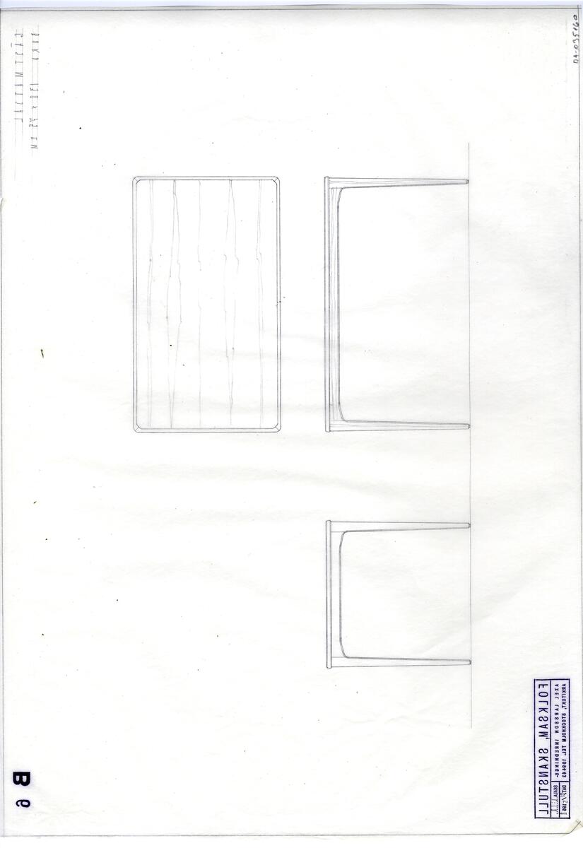 Referensmaterial, handlingar, foto. Möbleringsplaner, perspektivskisser, bord, blombord, cafébord, matsalsbord, bord till styrelserum, telefonbord, talarstolar, serveringsbord, avlastningsskåp, vägghyllor, monter.  Blombord, stolar, soffor, fåtöljer, stapelbara stolar.