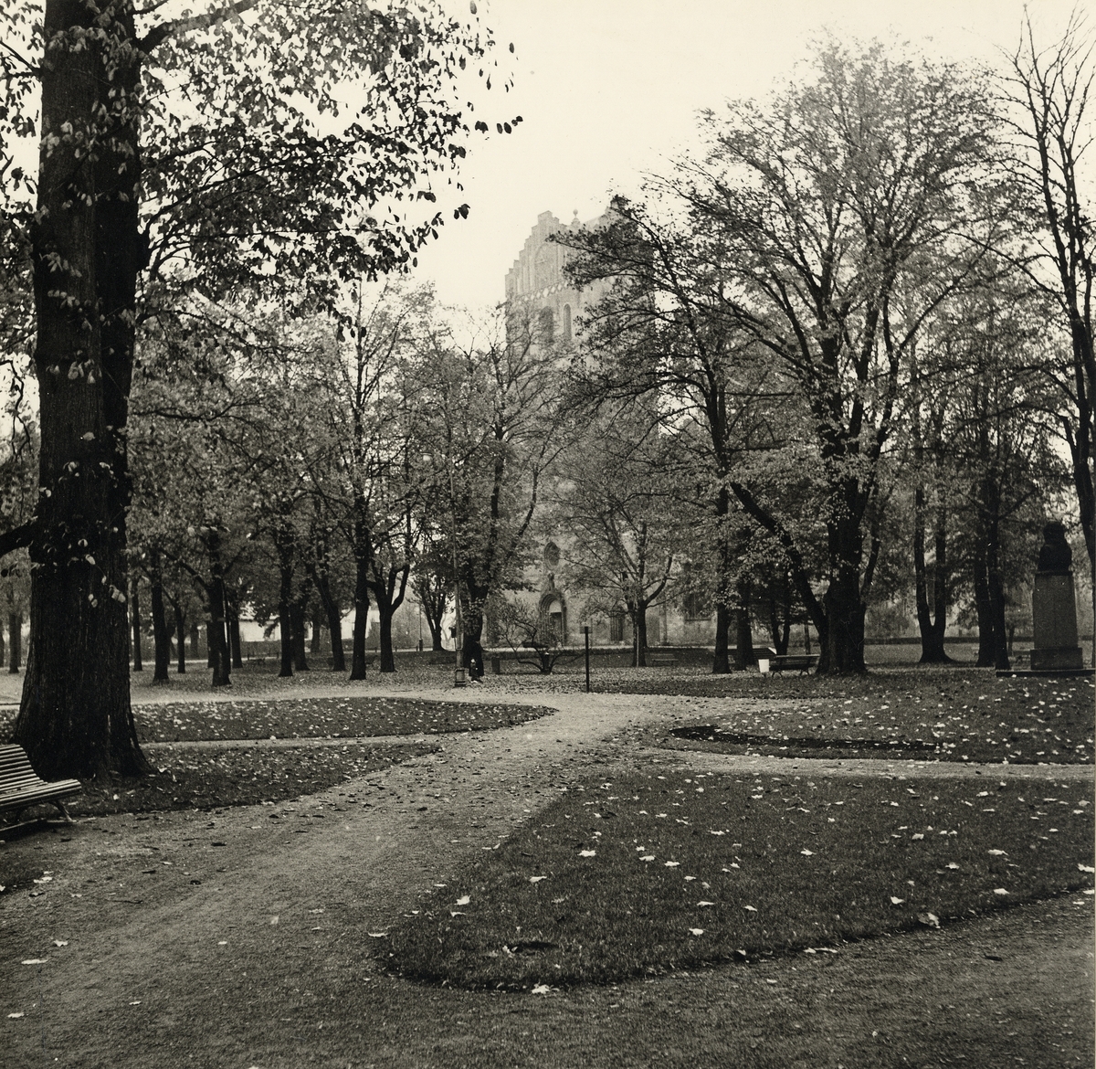 Linnéparken med domkyrkan.