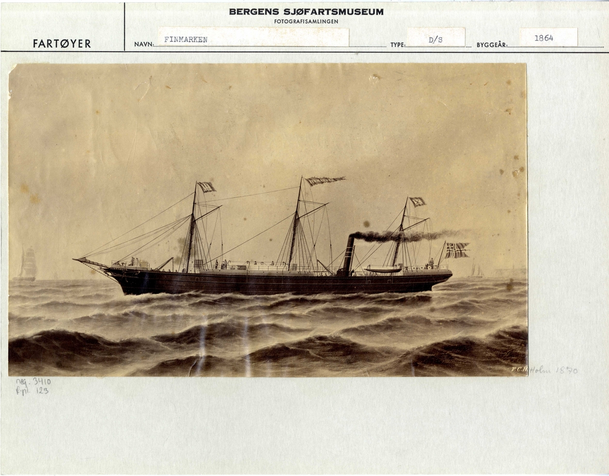 Skipsportrett av DS FINMARKEN (bygget 1864)