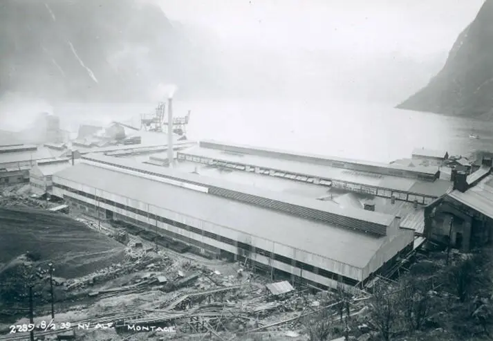 Fabrikkanlegget i Høyanger i 1939.