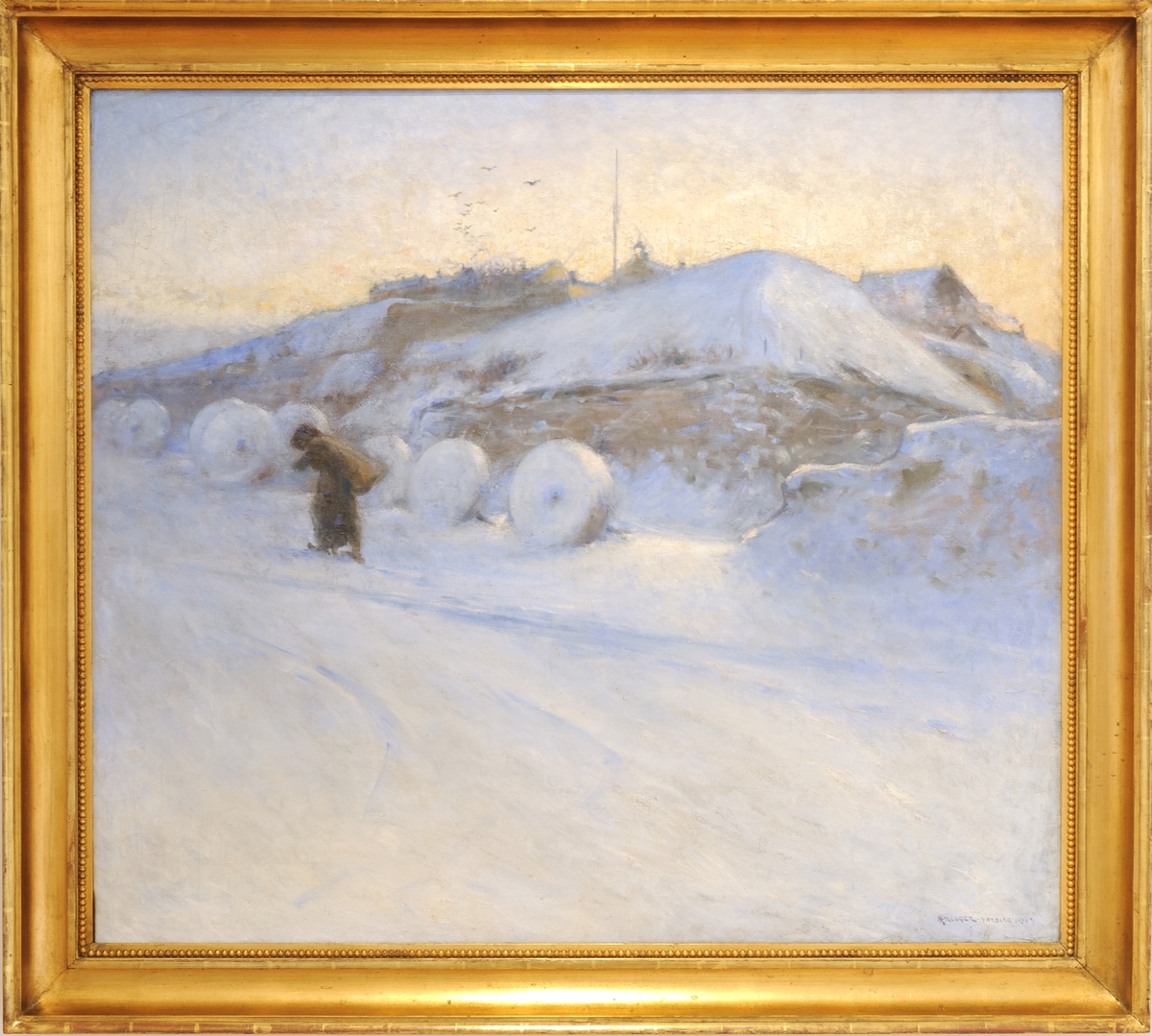 Varbergs fästning i vinterstorm