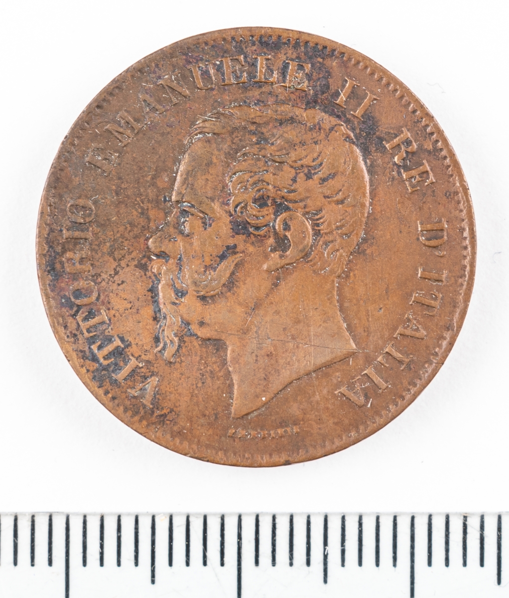 Mynt Italien 1862, 5 Centesimi.