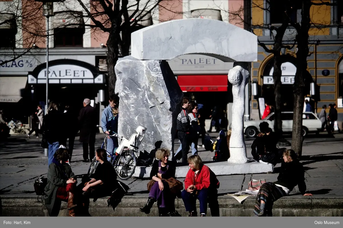 plass, park, mennesker, skulptur, forretningsgård