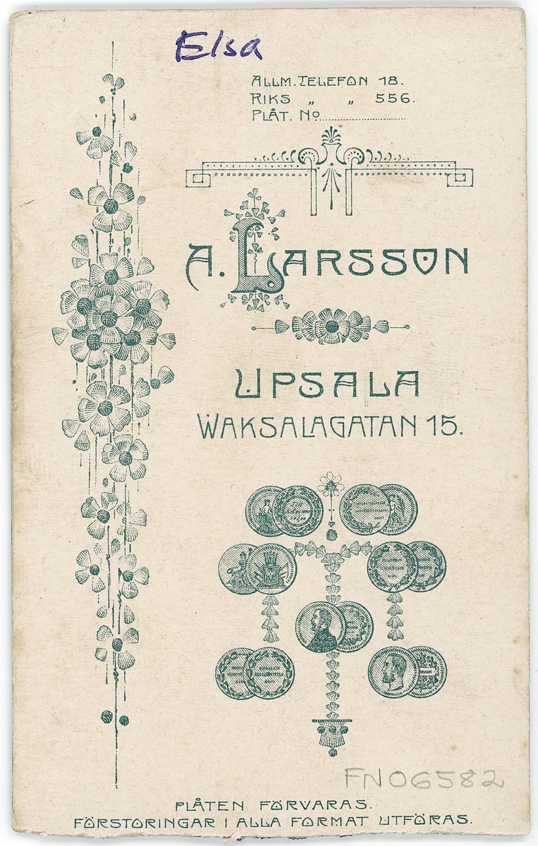 Kabinettsfotografi - Elsa, Uppsala 1908