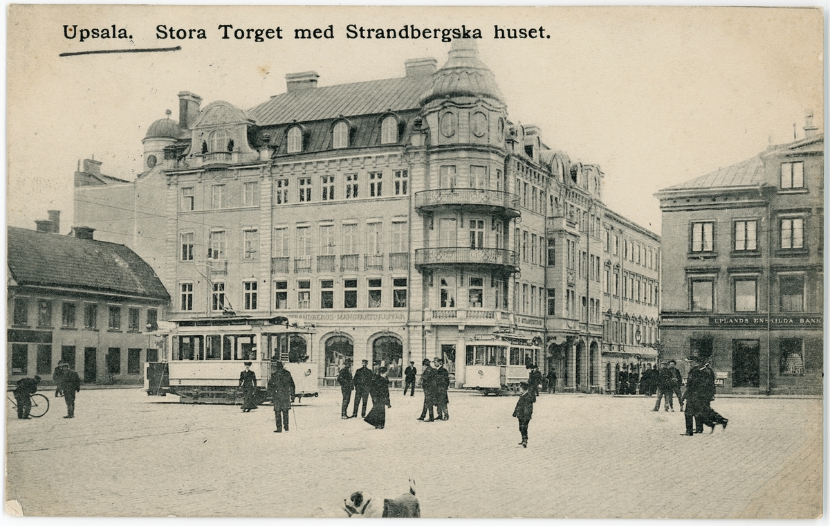 Vykort - Stora Torget med Strandbergska huset, Uppsala