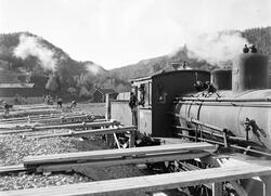 Damplokomotiv 18a 137 ved Sørlandsbanens anlegg i nærheten a