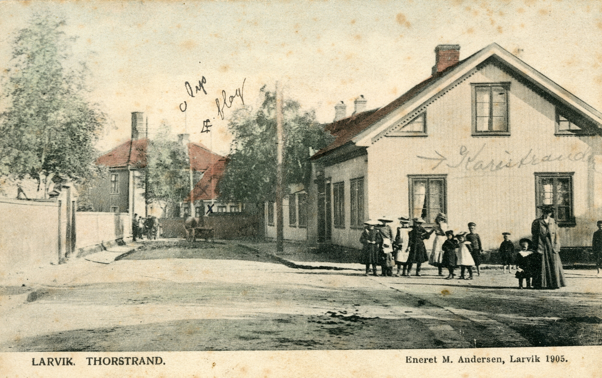 Thorstrand i Larvik, 1905.  Postkort.