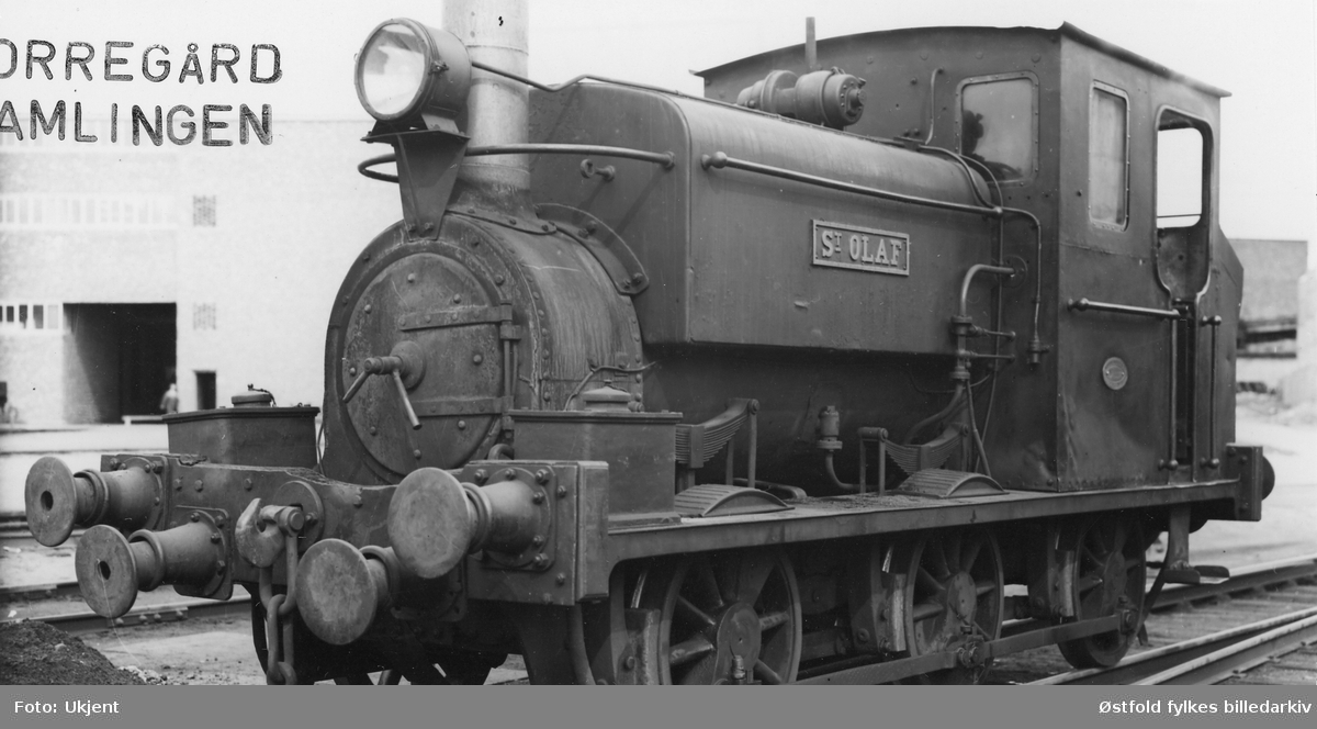 Lokomotivet "St.  Olaf" på Borregård, Sarpsborg i 1930-åra.