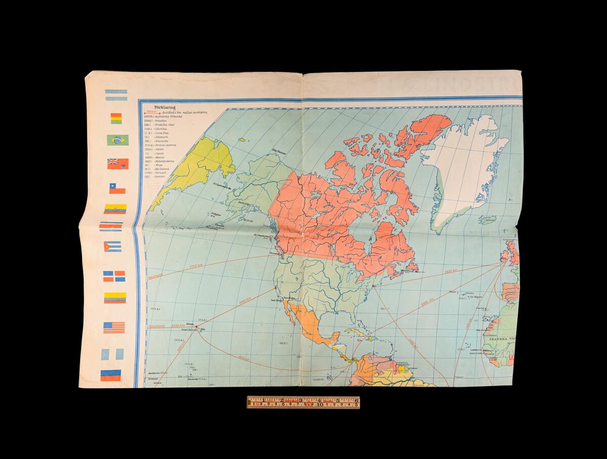 Världskarta från 1940-talet.