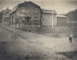 Postkort, Hamar, eksteriør av bolighus i Enggata 61, tømmerh