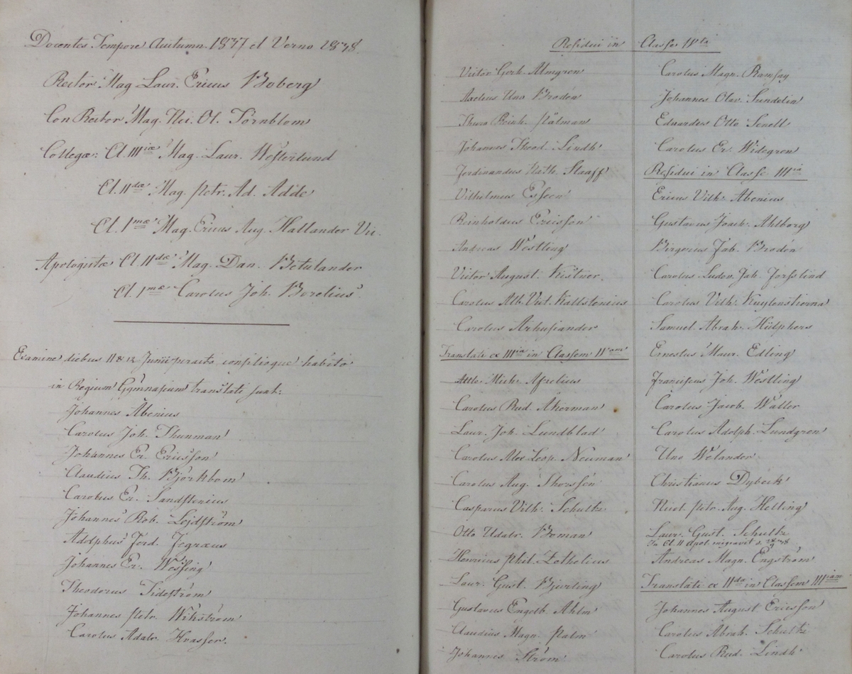 Rudbeckianska skolan i Västerås elevlängd 1831-1840.