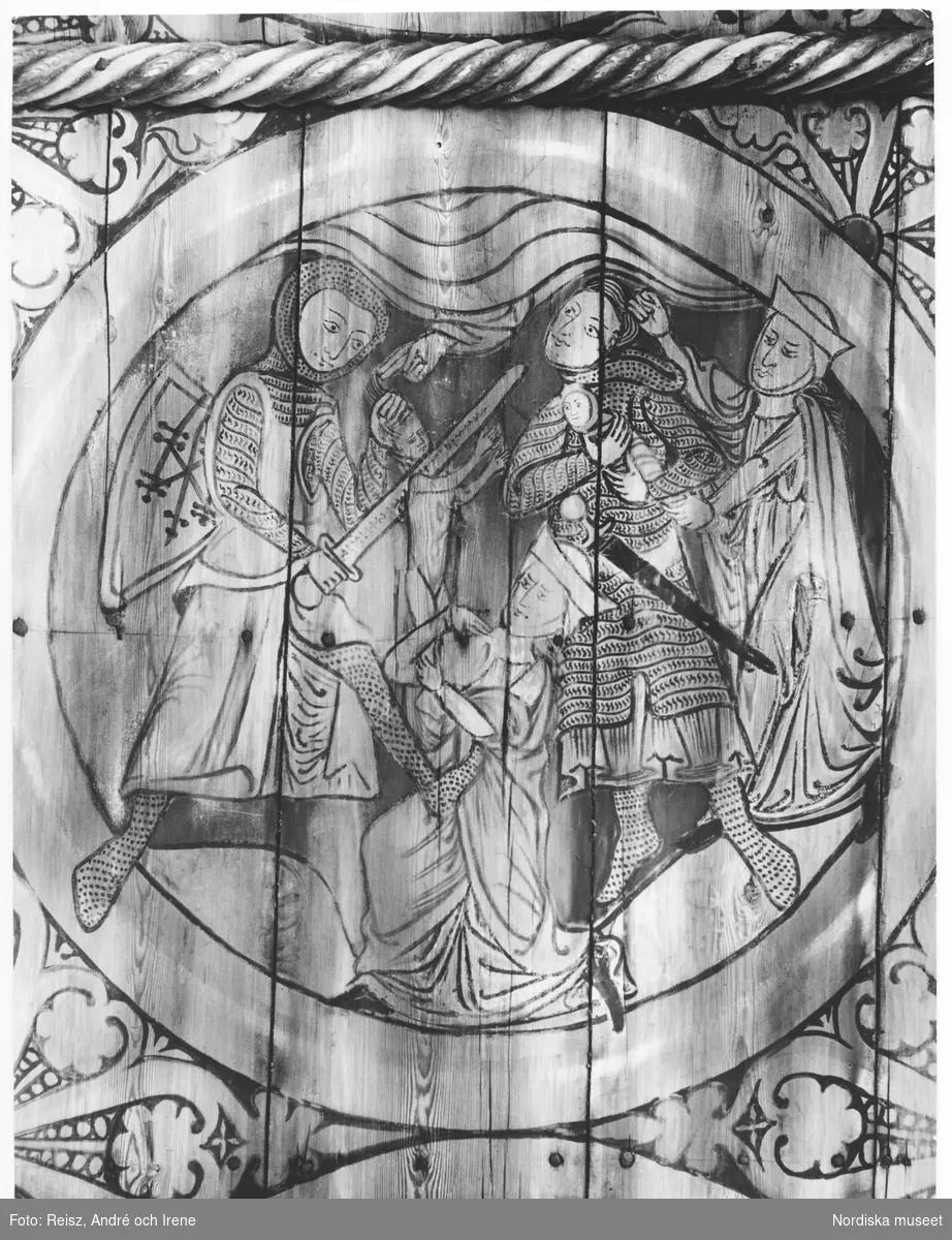 Småland. Barnamorden i Betlehem, takmålning av Mäster Sigmunder från 1200-talet i Dädesjö giamla kyrka.