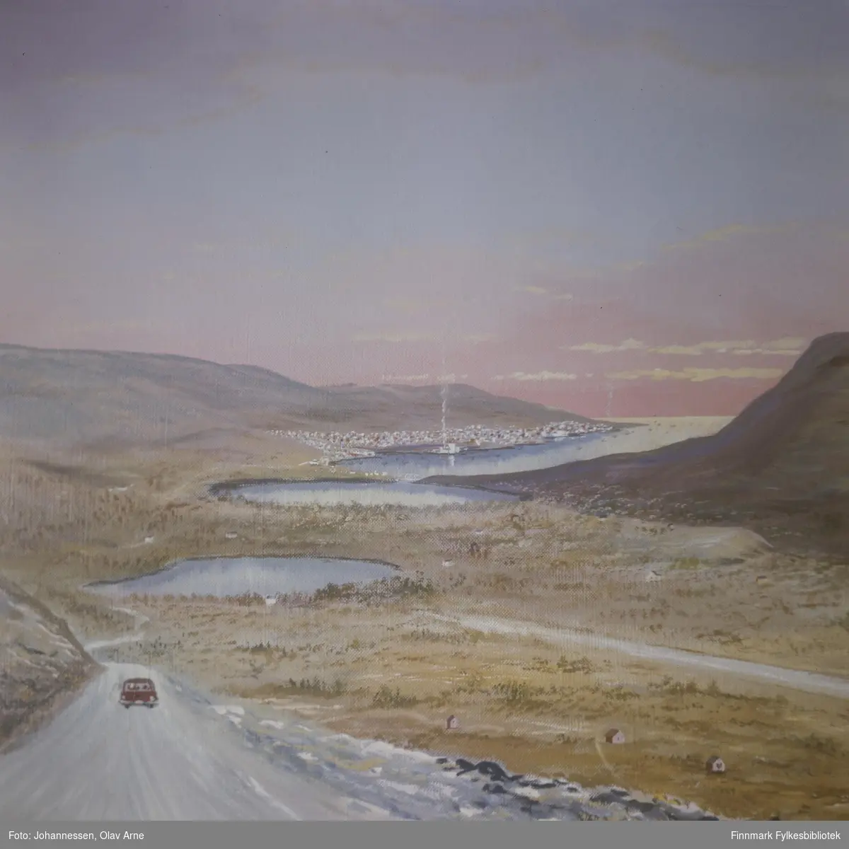 Foto av maleri, muligens malt av Olav Johannessen (usikkert)

Maleri av Båtsfjord (Finnmark)

Foto trolig tatt på 1960/70-tallet