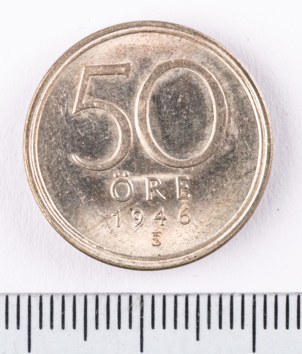 Mynt, Sverige, 50 öre, 1946.