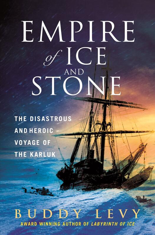 Bildet viser omslag på boka Empire of Ice and Stone, vi ser en seilskute på havet.